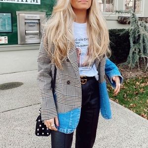 One of a kind denim & plaid BLAZER !